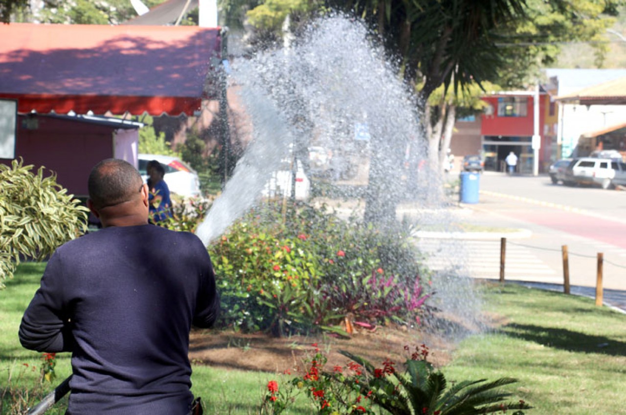 Poda, manutenção e irrigação garantem beleza de jardins em Guaçuí