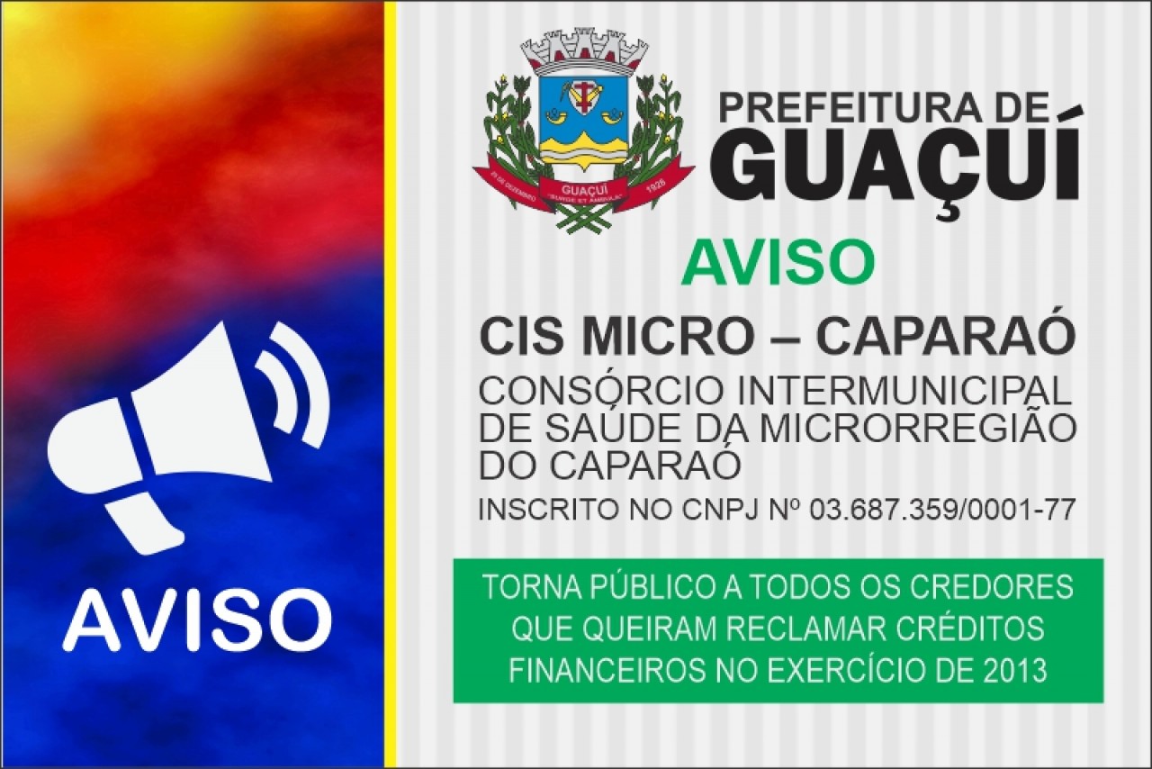 AVISO - Consórcio Intermunicipal de Saúde da Microrregião do Caparaó - CIS MICRO – CAPARAÓ