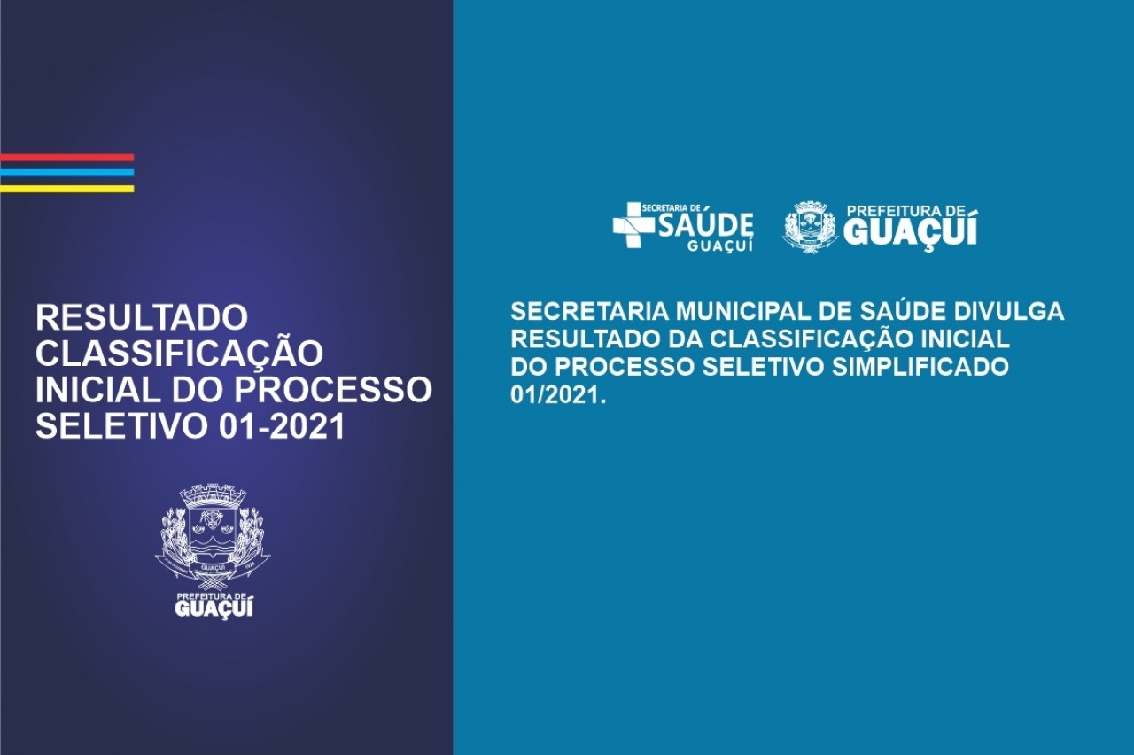 RESULTADO DA CLASSIFICAÇÃO INICIAL DO PROCESSO SELETIVO 01/2021