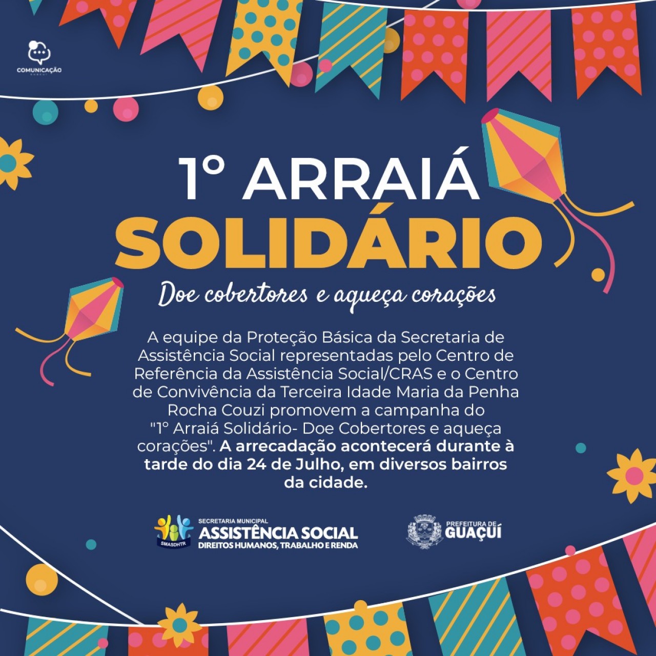 Doe cobertores e aqueça corações no 1º Arraiá Solidário da Proteção Básica