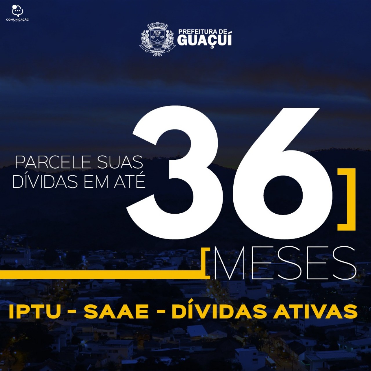 Dívida ativa e dívida com SAAE poderá ser parcelada em até 36 meses