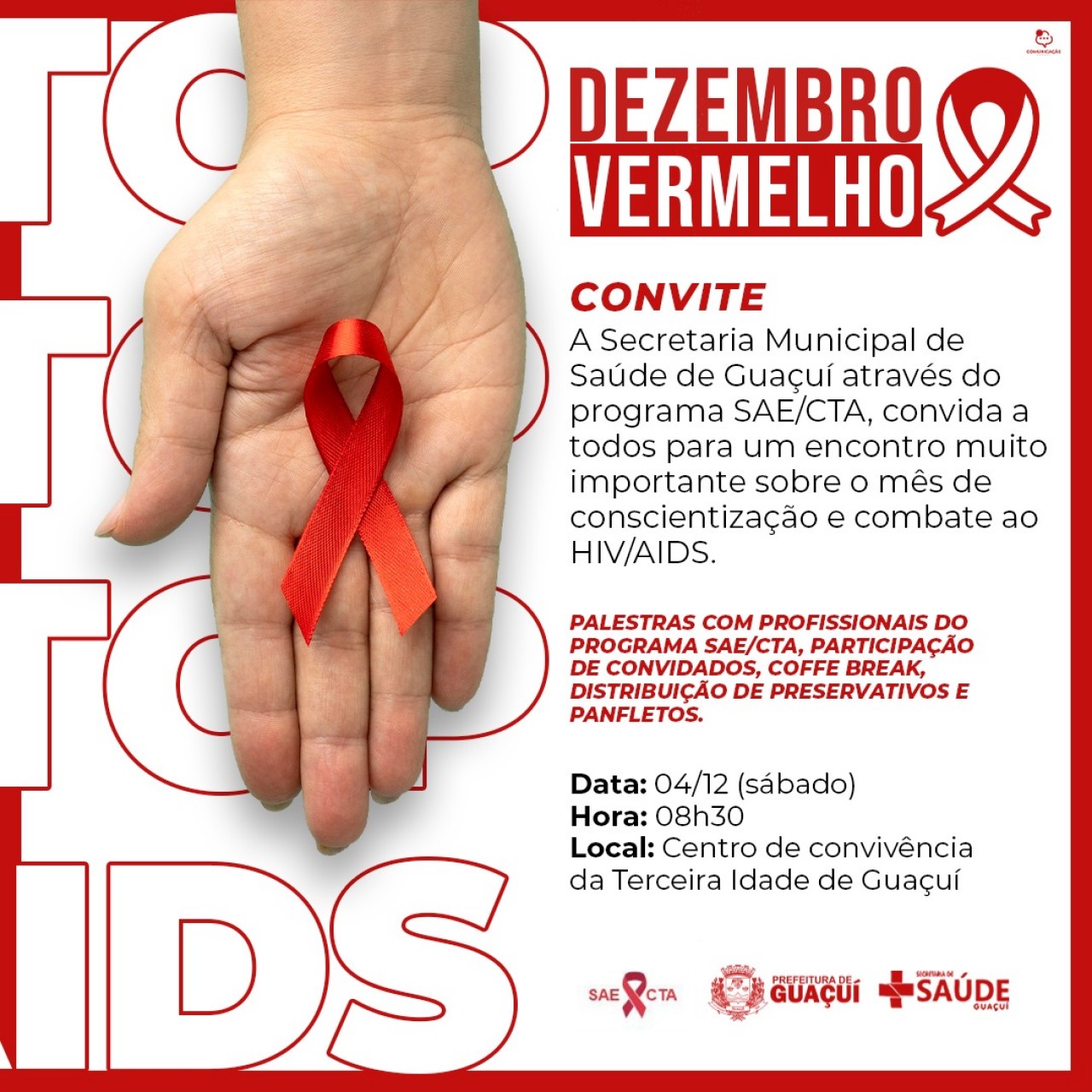 Abertura oficial do Dezembro Vermelho acontecerá no próximo sábado (04)