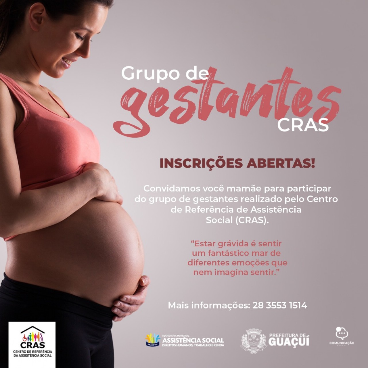 CRAS ABRE INSCRIÇÕES PARA O GRUPO DE GESTANTES DE 2022