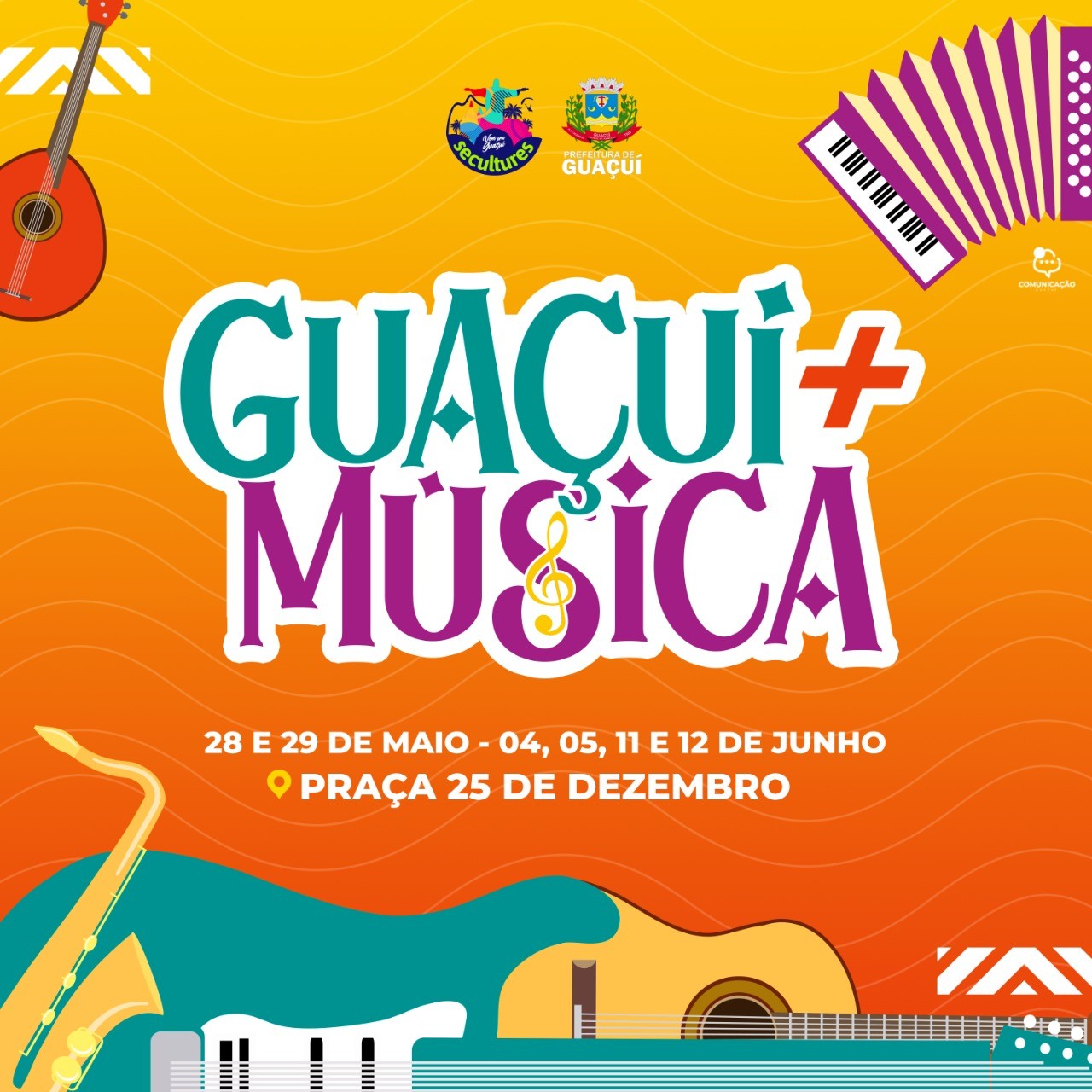 FESTIVAL GUAÇUÍ + MÚSICA COMEÇA NESTE SÁBADO (28)