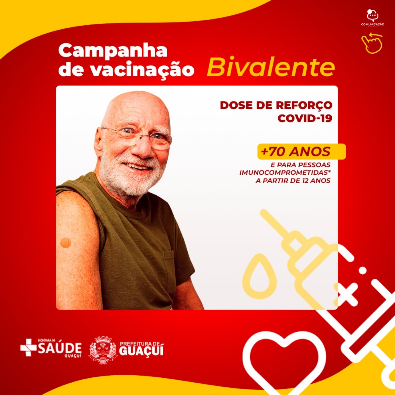 GUAÇUÍ  INICIA NESTA TERÇA-FEIRA A APLICAÇÃO DA VACINA BIVALENTE CONTRA A COVID-19