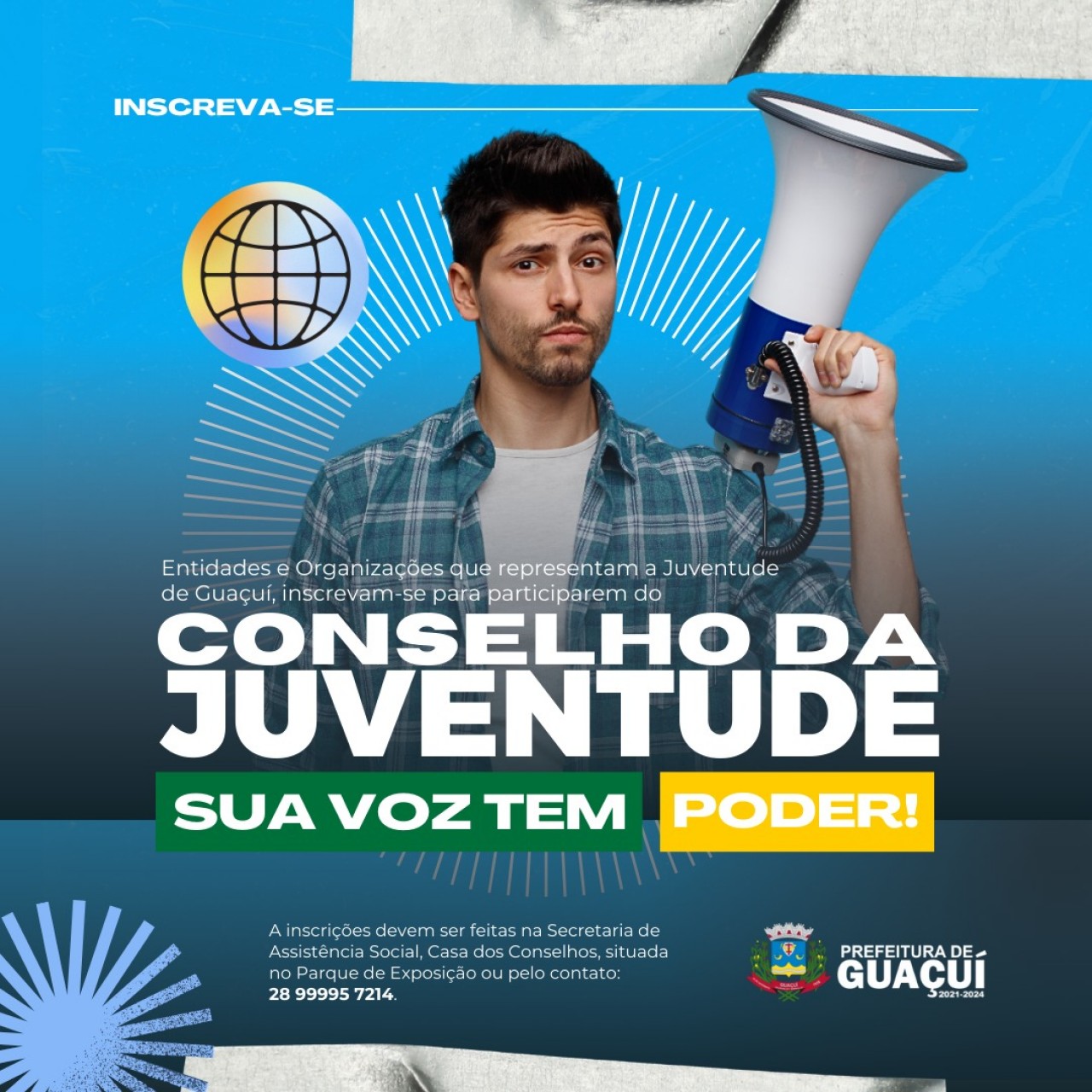 INSCRIÇÕES ABERTAS PARA O CONSELHO DA JUVENTUDE EM GUAÇUÍ