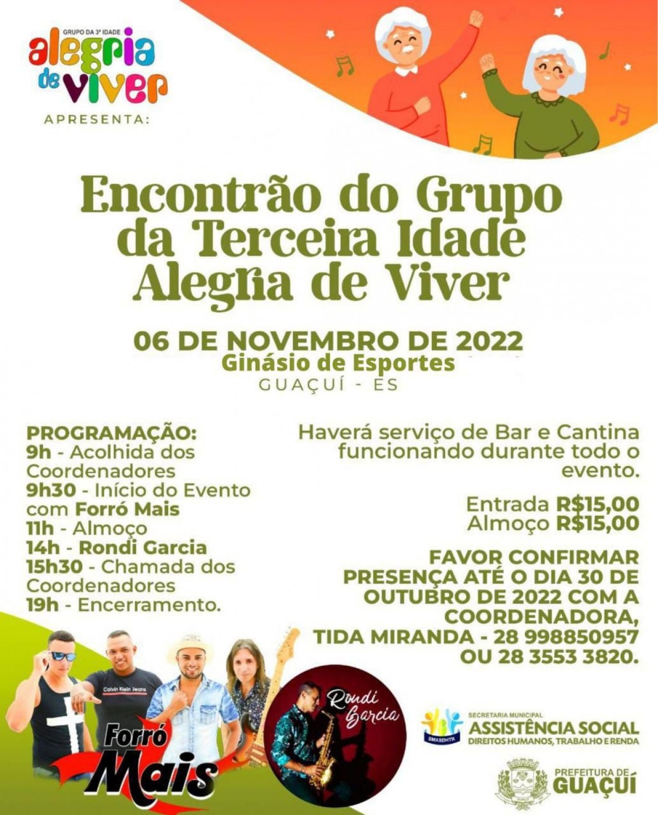 ENCONTRÃO DO GRUPO DA TERCEIRA IDADE “ALEGRIA DE VIVER” ACONTECE NESTE DOMINGO