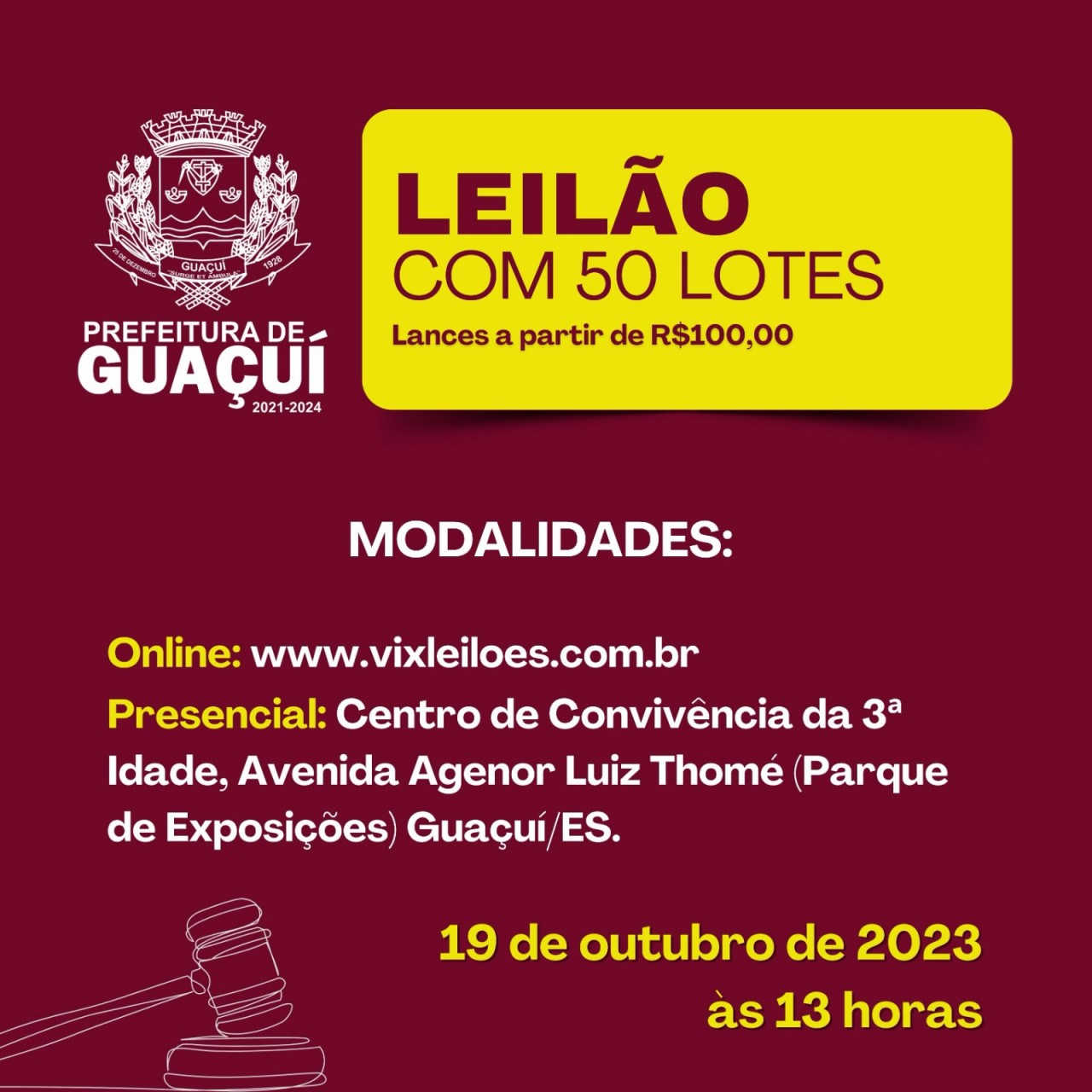 PREFEITURA DE GUAÇUÍ REALIZA LEILÃO DE BENS MUNICIPAIS