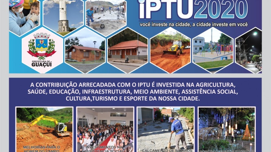 O vencimento da cota única do IPTU passou para o dia 10 de junho, assim como o da primeira parcela, no caso de quem optar por fazer o pagamento parcelado. (Comunicação Guaçuí)