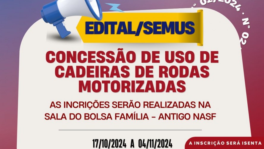 PREFEITURA DE GUAÇUÍ LANÇA EDITAL PARA CONCESSÃO DE CADEIRAS DE RODAS MOTORIZADAS