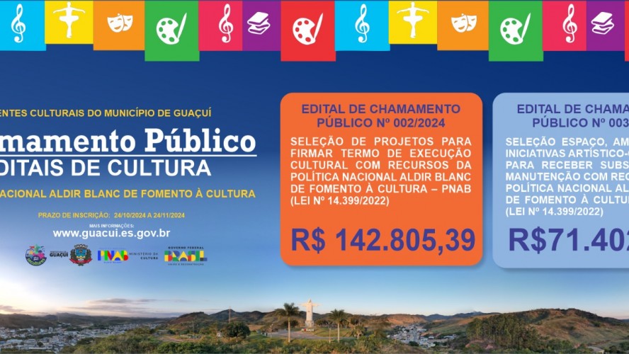 PREFEITURA DE GUAÇUÍ LANÇA DOIS IMPORTANTES EDITAIS PARA A ÁREA CULTURAL