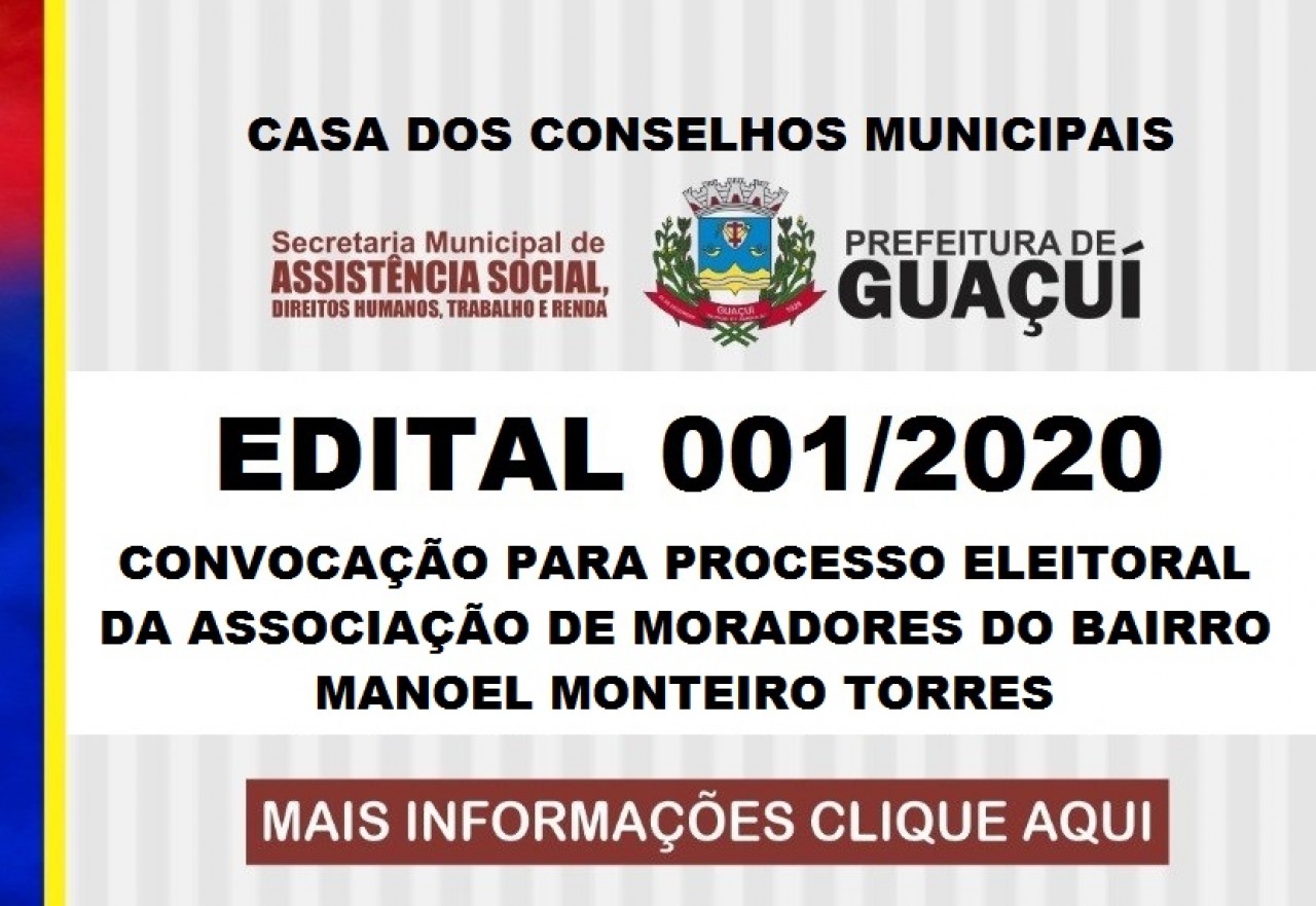 Convocação para eleição na Associação do bairro Manoel Monteiro Torres