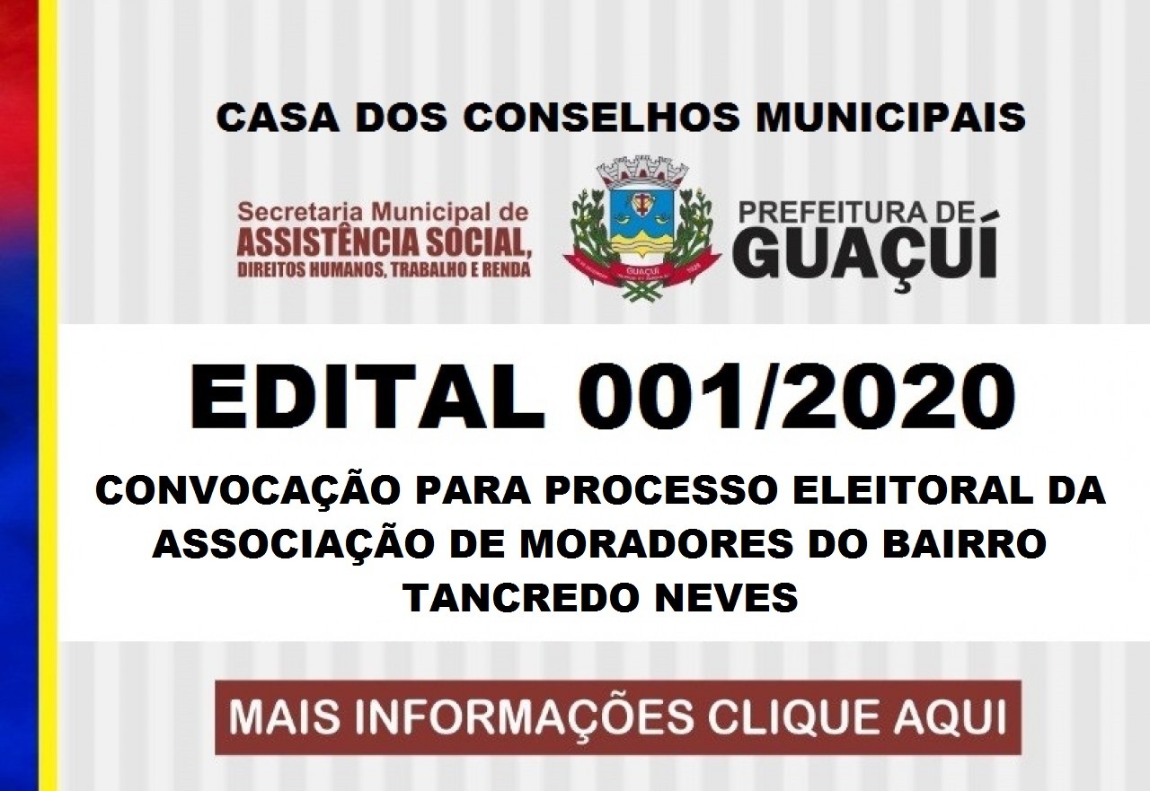 Edital adia eleição da Associação de Moradores do bairro Tancredo Neves