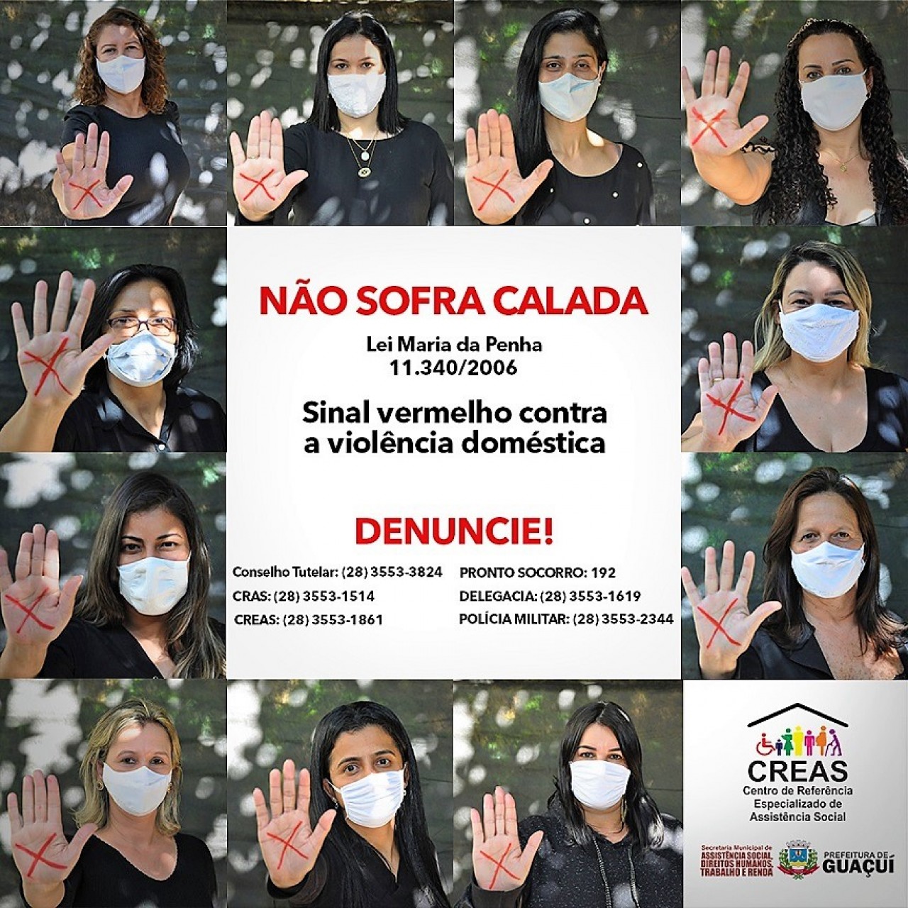 Profissionais da Assistência Social de Guaçuí na campanha Sinal Vermelho