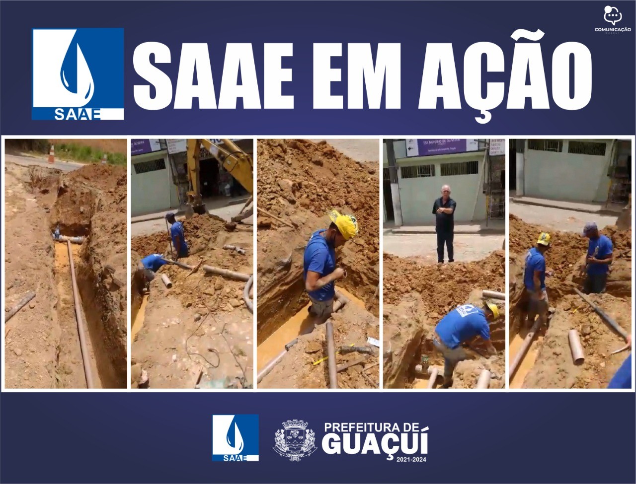 SAAE soluciona problema com vazamento de água no bairro Nova Guaçuí SAAE soluciona problema com vazamento de água no bairro Nova Guaçuí