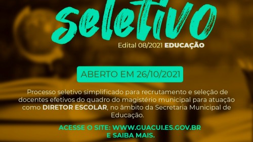 Prefeitura Municipal de Guaçuí abre processo seletivo para Diretor Escolar