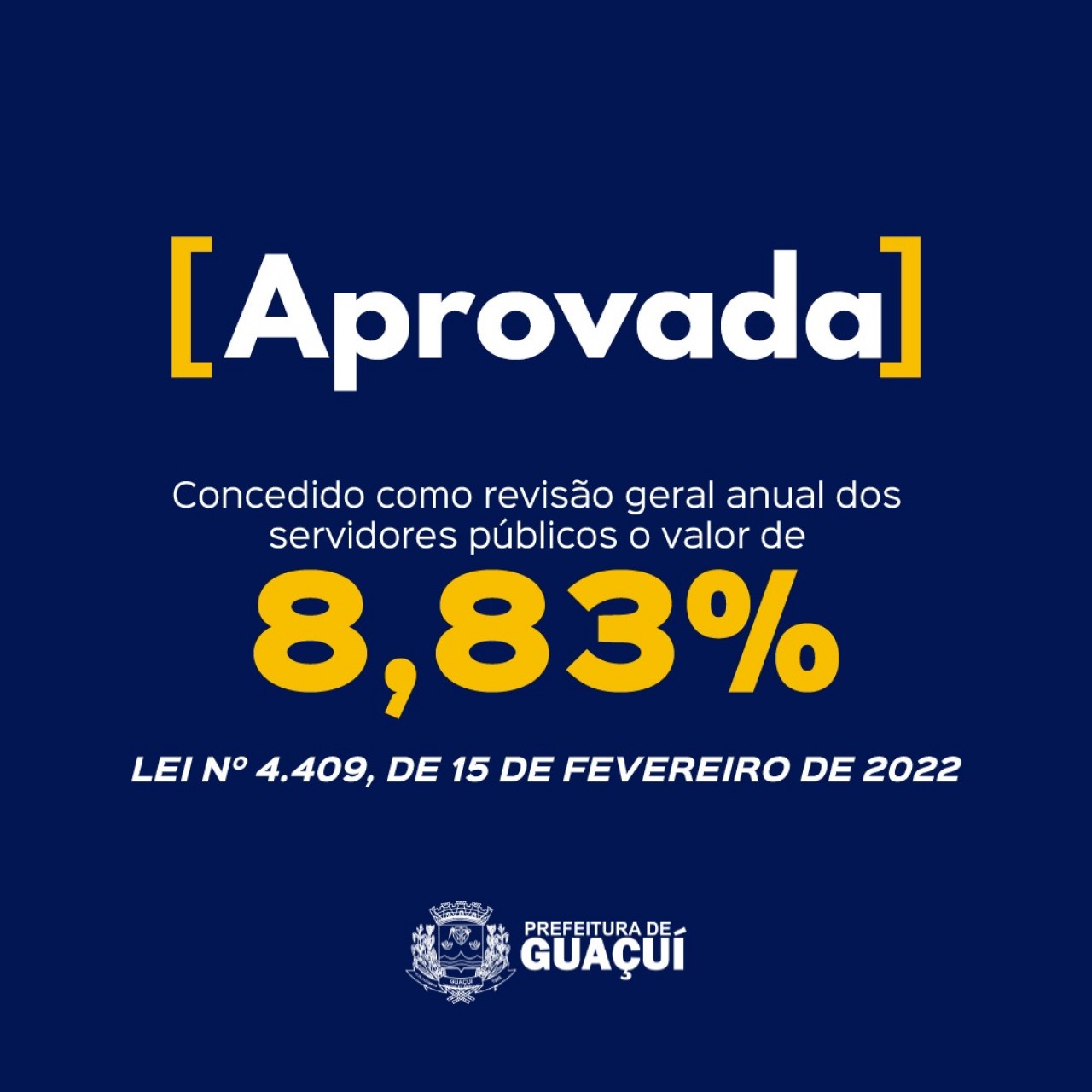 APROVADA LEI QUE CONCEDE 8,83% DE REVISÃO GERAL ANUAL PARA OS SERVIDORES MUNICIPAIS