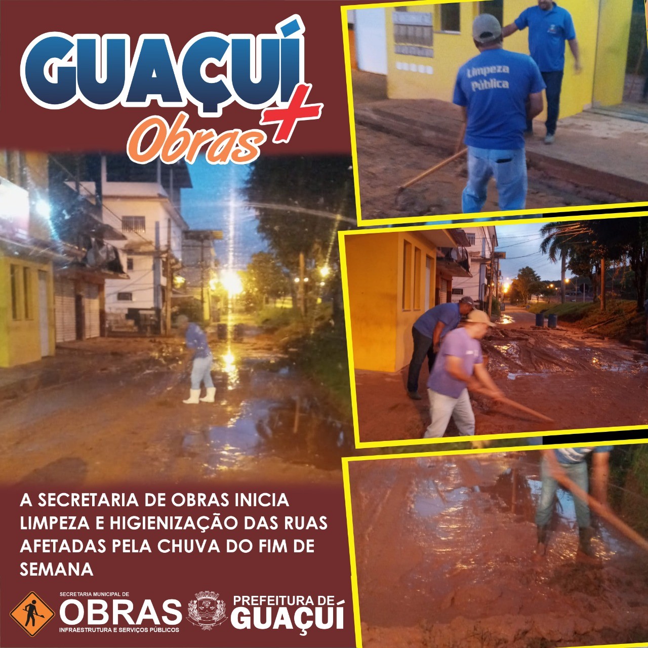 SECRETARIA DE OBRAS INICIA LIMPEZA DAS RUAS AFETADAS PELAS CHUVAS DO FIM DE SEMANA SECRETARIA DE OBRAS INICIA LIMPEZA DAS RUAS AFETADAS PELAS CHUVAS DO FIM DE SEMANA