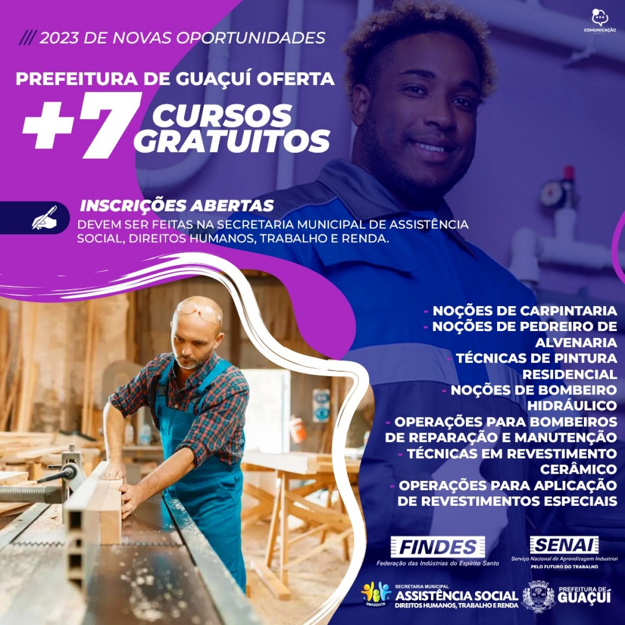 PREFEITURA DE GUAÇUÍ OFERECE 280 VAGAS EM CURSOS PROFISSIONALIZANTES GRATUITOS PREFEITURA DE GUAÇUÍ OFERECE 280 VAGAS EM CURSOS PROFISSIONALIZANTES GRATUITOS