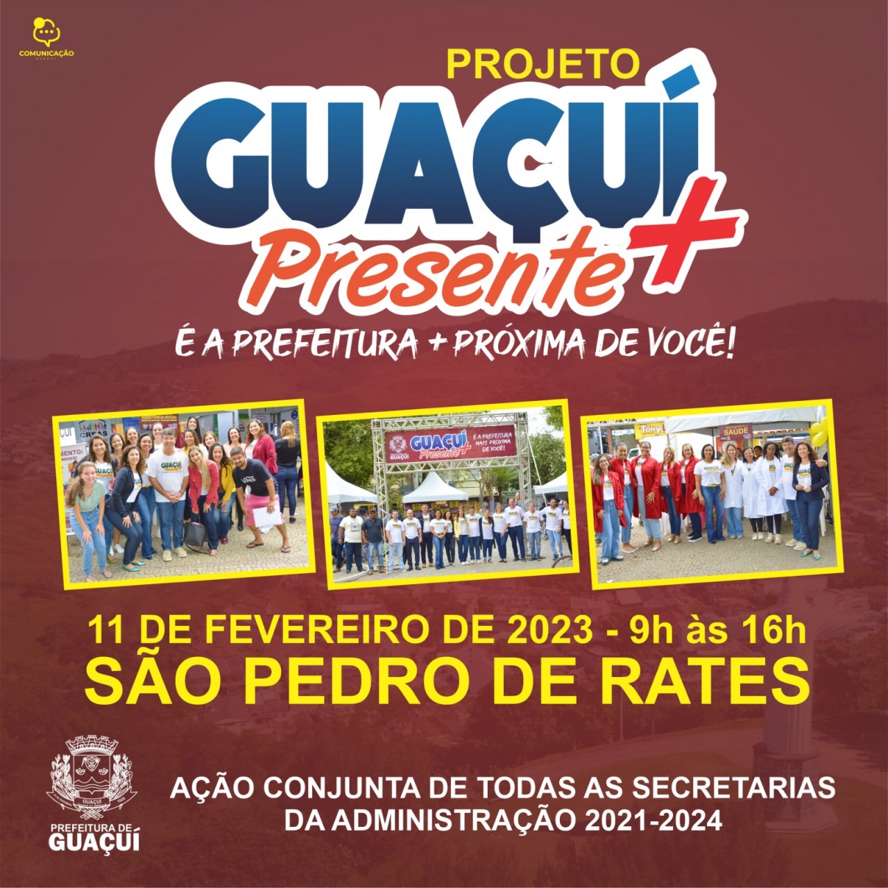 PROJETO GUAÇUÍ MAIS PRESENTE REALIZARÁ AÇÃO CIDADÃ NO DISTRITO DE SÃO PEDRO DE RATES PROJETO GUAÇUÍ MAIS PRESENTE REALIZARÁ AÇÃO CIDADÃ NO DISTRITO DE SÃO PEDRO DE RATES