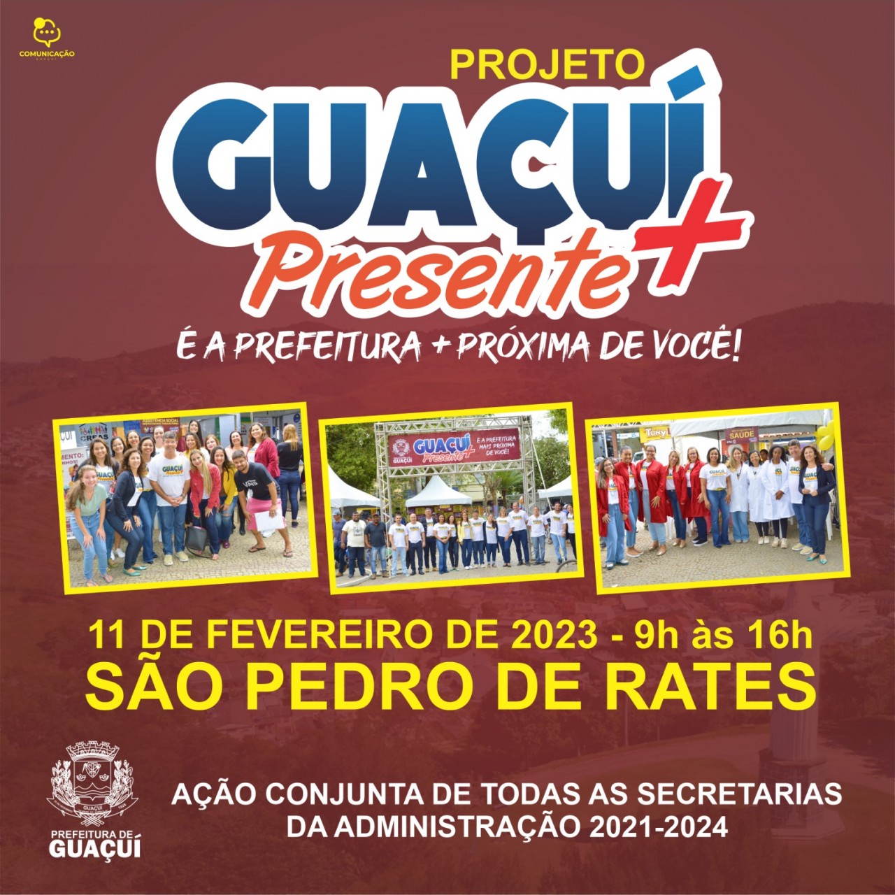 PROJETO GUAÇUÍ MAIS PRESENTE REALIZARÁ AÇÃO CIDADÃ NO DISTRITO DE SÃO PEDRO DE RATES