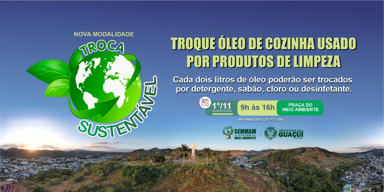 PROJETO DA SECRETARIA DE MEIO AMBIENTE VAI REALIZAR A TROCA DE ÓLEO DE COZINHA USADO POR PRODUTOS DE LIMPEZA PROJETO DA SECRETARIA DE MEIO AMBIENTE VAI REALIZAR A TROCA DE ÓLEO DE COZINHA USADO POR PRODUTOS DE LIMPEZA