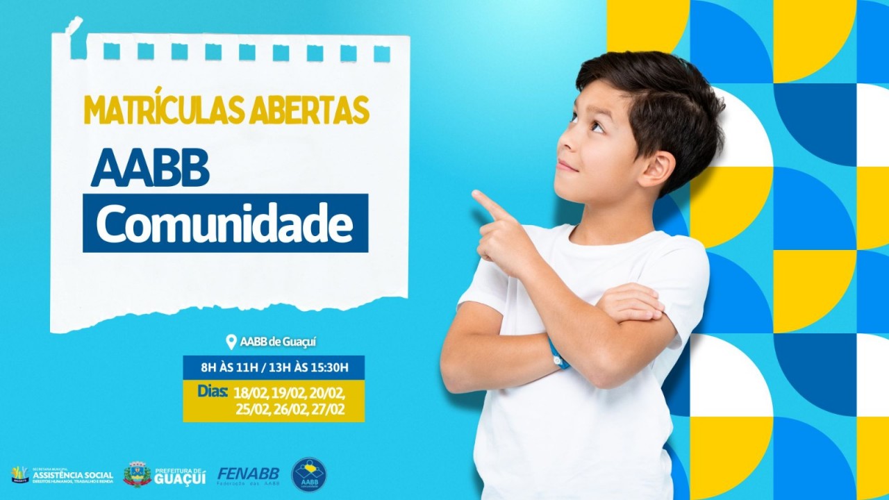 PERÍODO DE MATRÍCULAS ABERTAS PARA O PROGRAMA AABB COMUNIDADE! PERÍODO DE MATRÍCULAS ABERTAS PARA O PROGRAMA AABB COMUNIDADE!