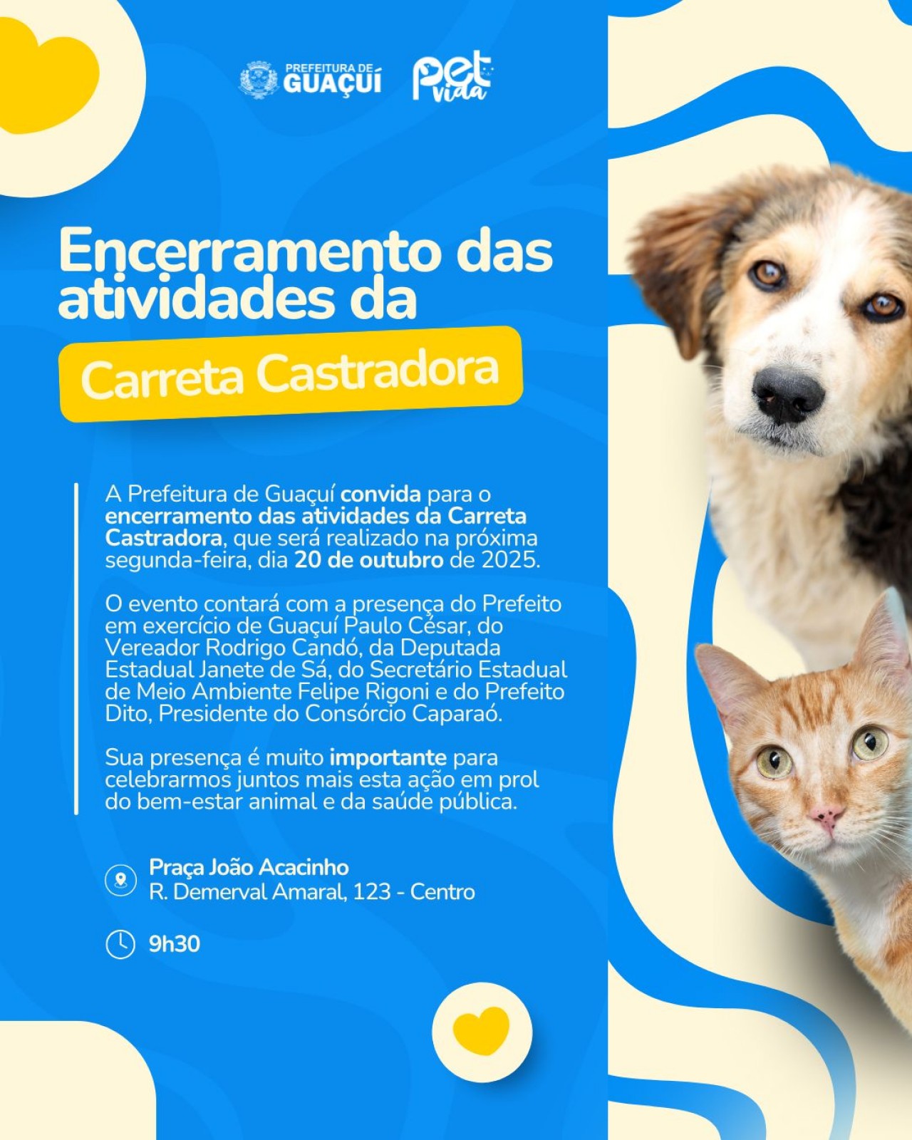 ENCERRAMENTO DAS ATIVIDADES DA CARRETA CASTRADORA ACONTECE NESTA SEGUNDA-FEIRA EM GUAÇUÍ ENCERRAMENTO DAS ATIVIDADES DA CARRETA CASTRADORA ACONTECE NESTA SEGUNDA-FEIRA EM GUAÇUÍ