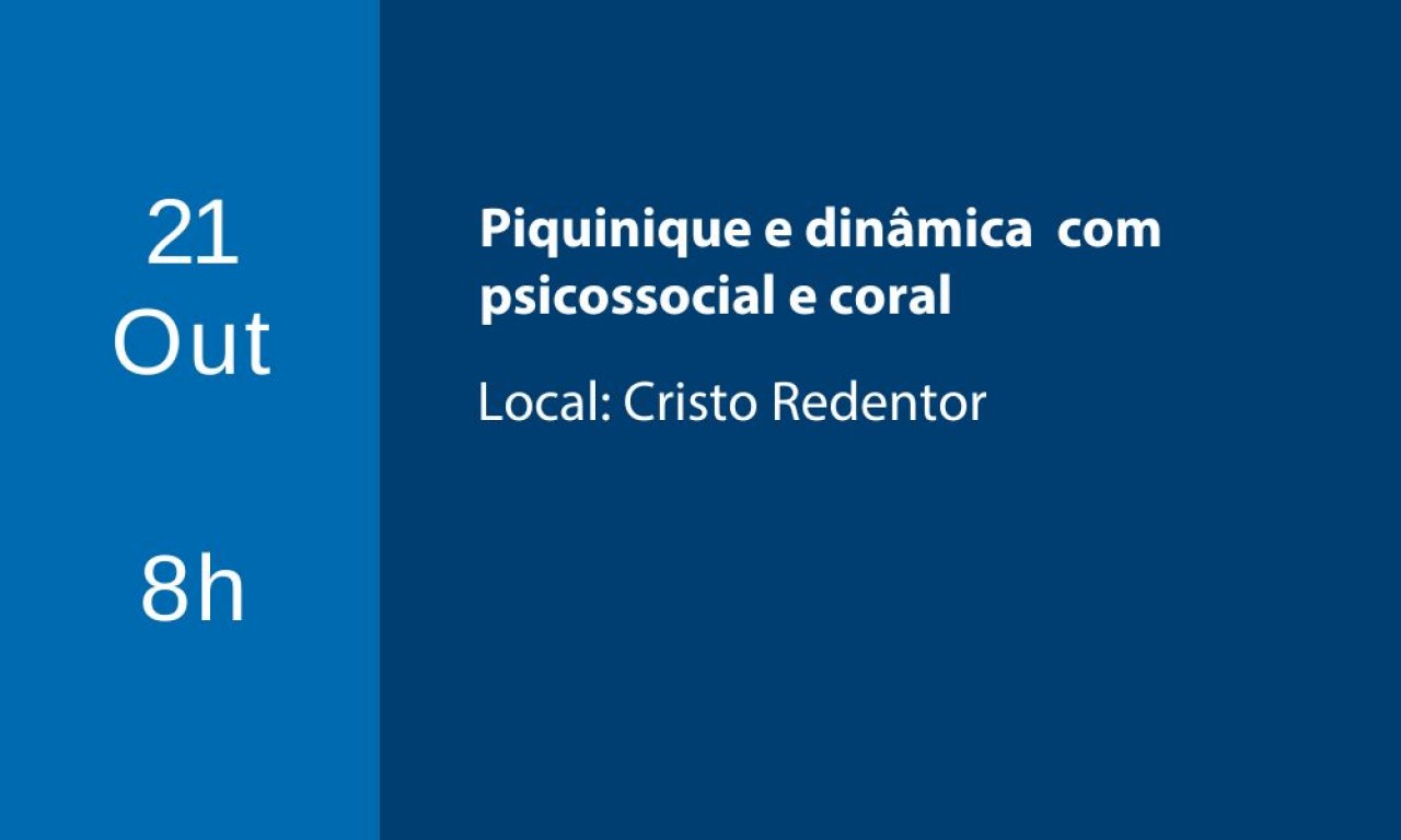 PIQUENIQUE NO CRISTO REDENTOR DINÂMICA COM PSICOSSOCIAL E CORAL PIQUENIQUE NO CRISTO REDENTOR DINÂMICA COM PSICOSSOCIAL E CORAL
