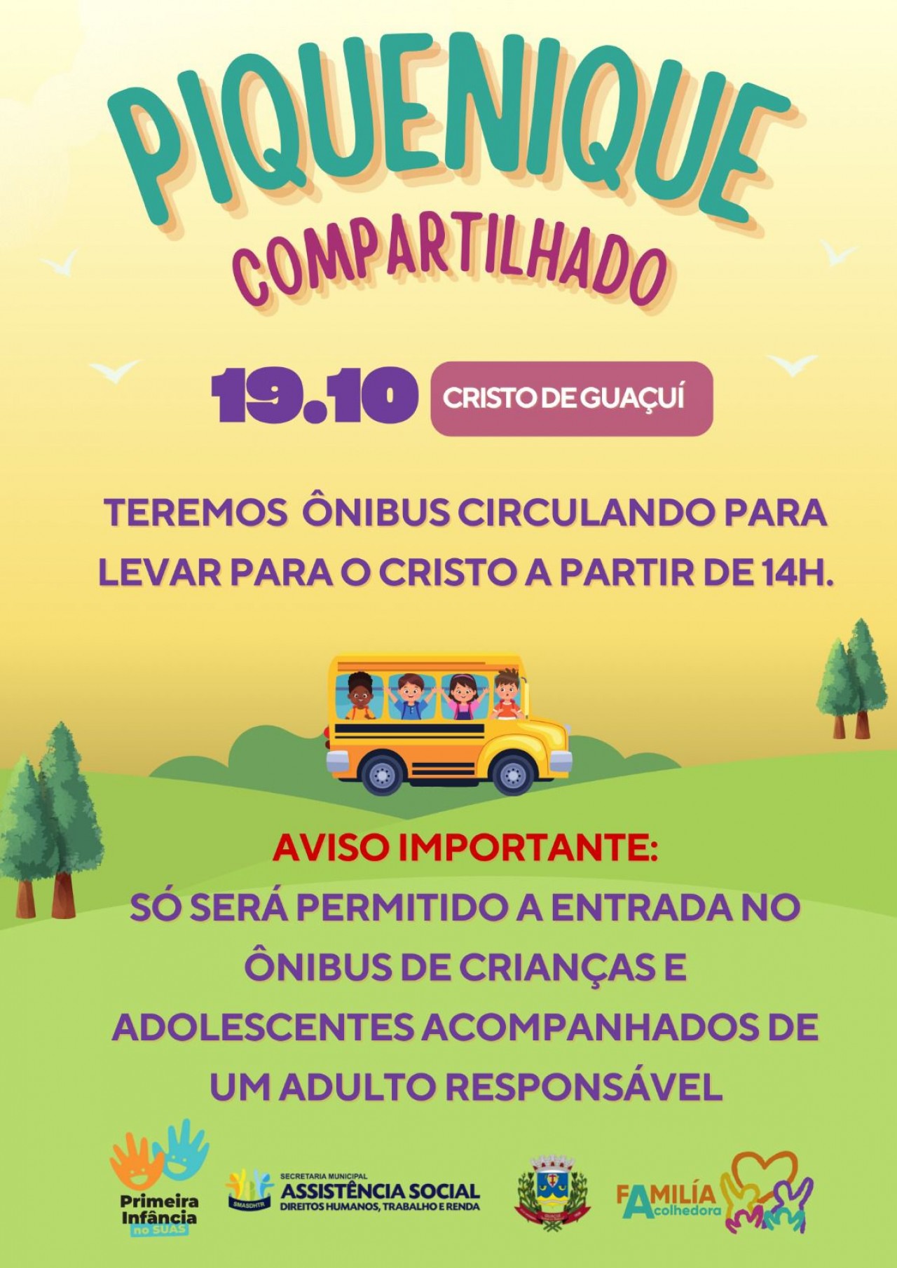 PREFEITURA PROMOVE PIQUENIQUE COMPARTILHADO COM TRANSPORTE GRATUITO PARA FAMÍLIAS PREFEITURA PROMOVE PIQUENIQUE COMPARTILHADO COM TRANSPORTE GRATUITO PARA FAMÍLIAS