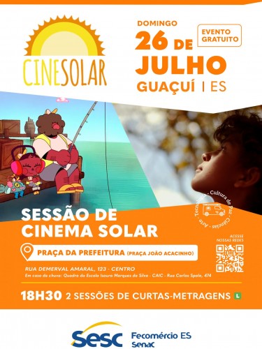 3ª edição do CineSesc Itinerante leva cinema gratuito a Guaçuí com o CineSolar 3ª edição do CineSesc Itinerante leva cinema gratuito a Guaçuí com o CineSolar